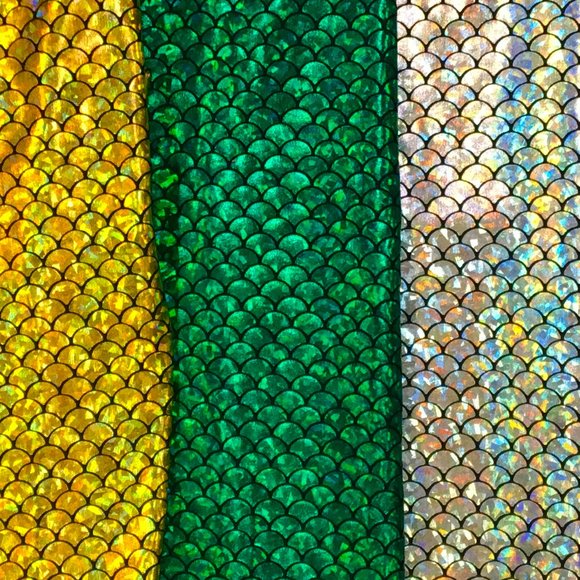 Mermaid / Fish Scale Holographic REFLECTIVE STRETCH Fabric Nylon Spandex 58/60" - Picture 2 of 10